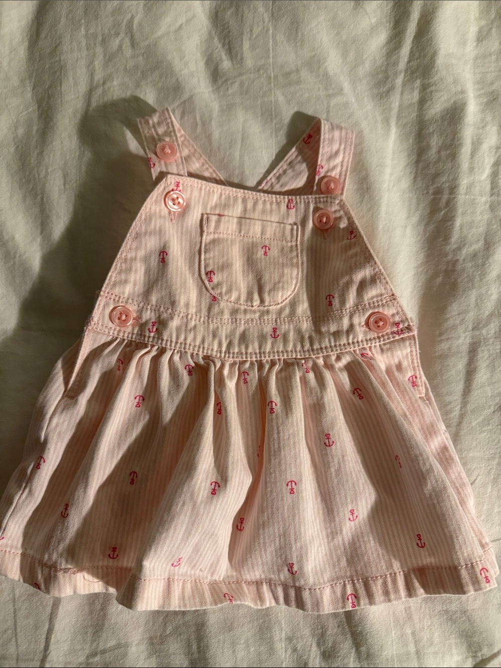 Carter's Light Pink Anchor-Print Overall Dress